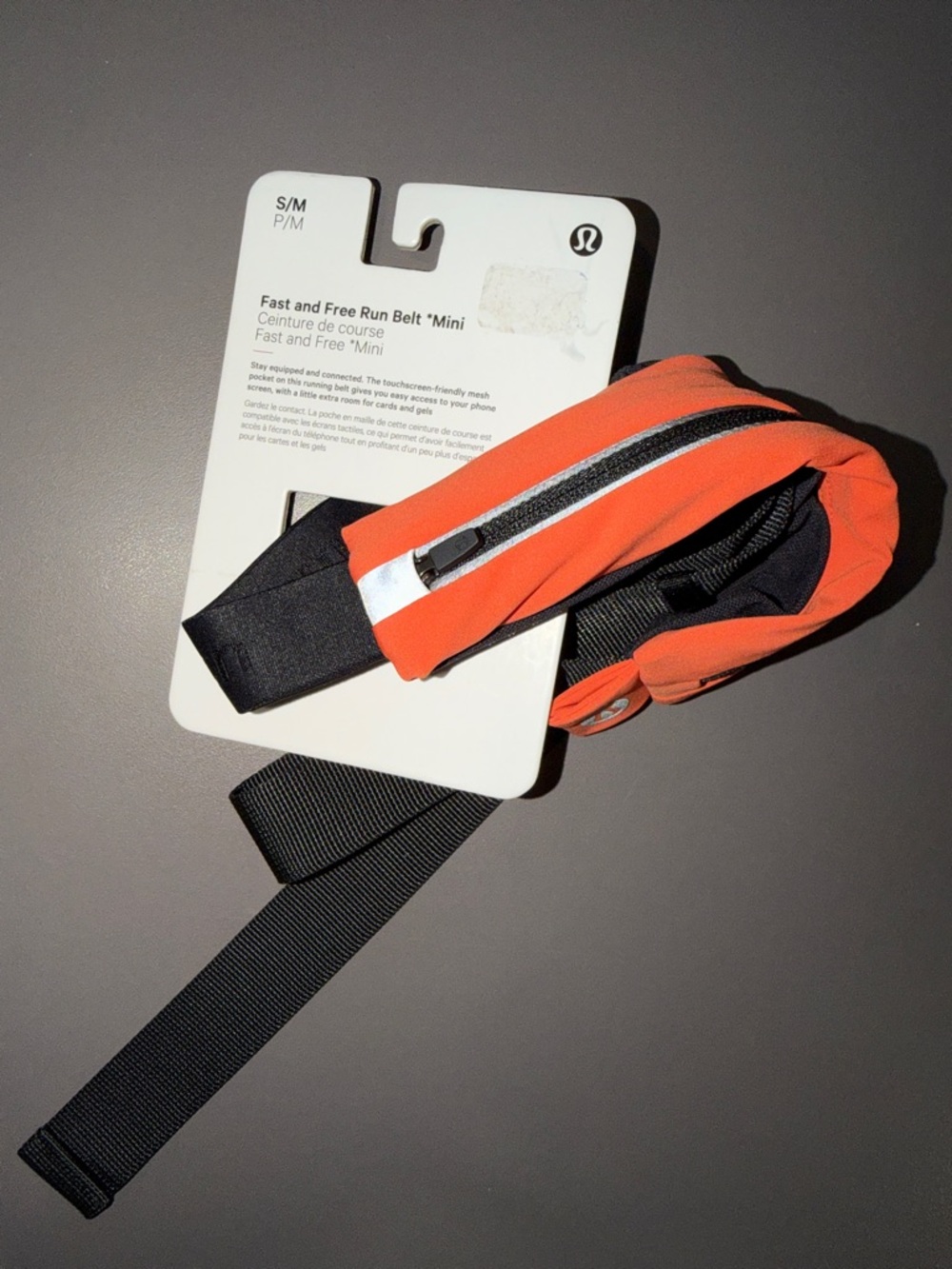 Lululemon Fast and Free Run Belt Mini - Bright Orange with Black Strap, NWT.
